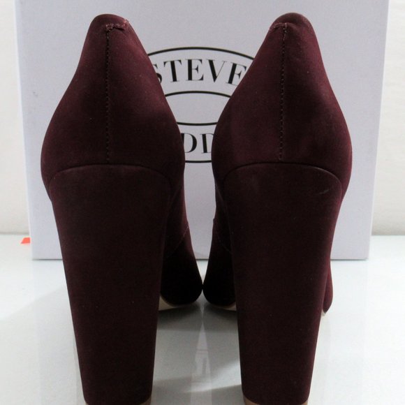 Steve Madden Primpy Pointed Toe Block Heel Dress Pumps Burgundy Nubuck Size 9.5 - Picture 4 of 8